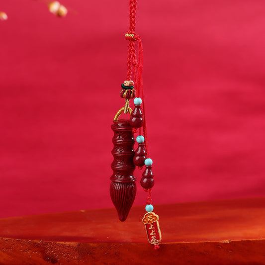 Natural Purple Gold Cinnabar Feng Shui Pen Pendant for Car & Bag - Birth Year Success Talisman