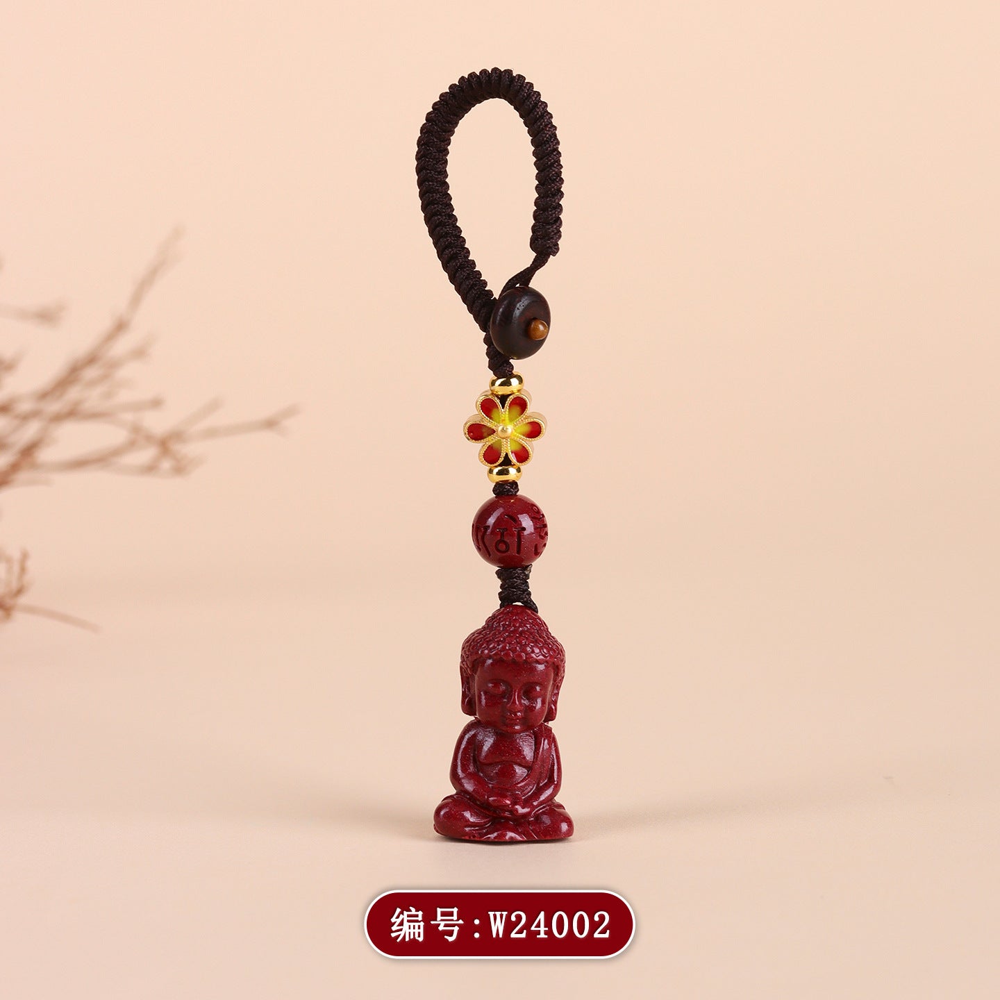 Natural Purple Gold Cinnabar Baby Buddha Keychain - Spiritual Protection Charm