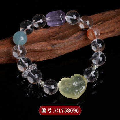 Natural Crystal Heart Fox Bracelet | Love & Harmony Energy Jewelry for Women