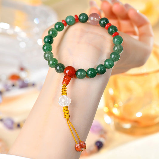 Natural Strawberry Crystal Red Agate Bracelet | Chinese Retro Spiritual Jewelry for Luck and Love