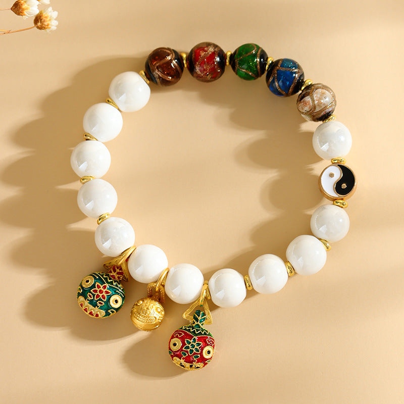 Five Elements Gold-Swallowing Beast Bracelet - Incense Ash Porcelain Longhu Mountain Cultural Creative