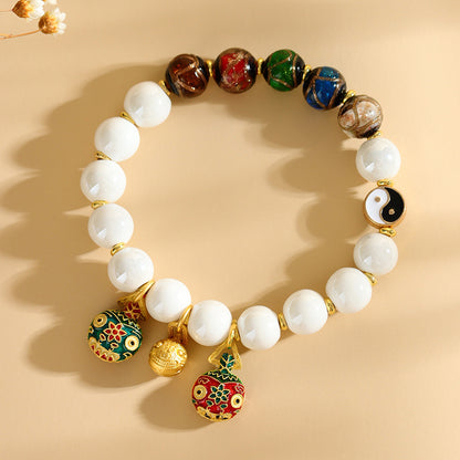 Five Elements Gold-Swallowing Beast Bracelet - Incense Ash Porcelain Longhu Mountain Cultural Creative