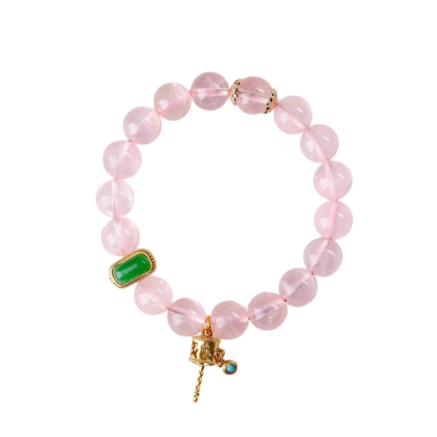 Natural Mozambique Pink Crystal Bracelet | Peach Blossom Love Charm for Women