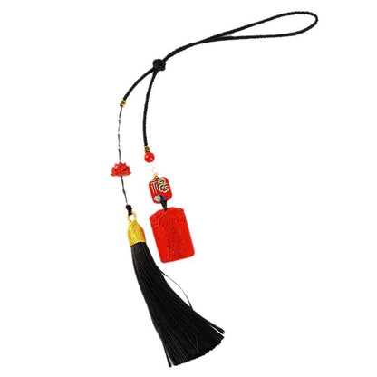 Natural High Content Cinnabar Wu Sui General Car Hanging Ornament - Protection and Fortune Charm