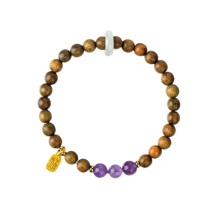 Green Sandalwood & Amethyst Multi-Loop Bracelet