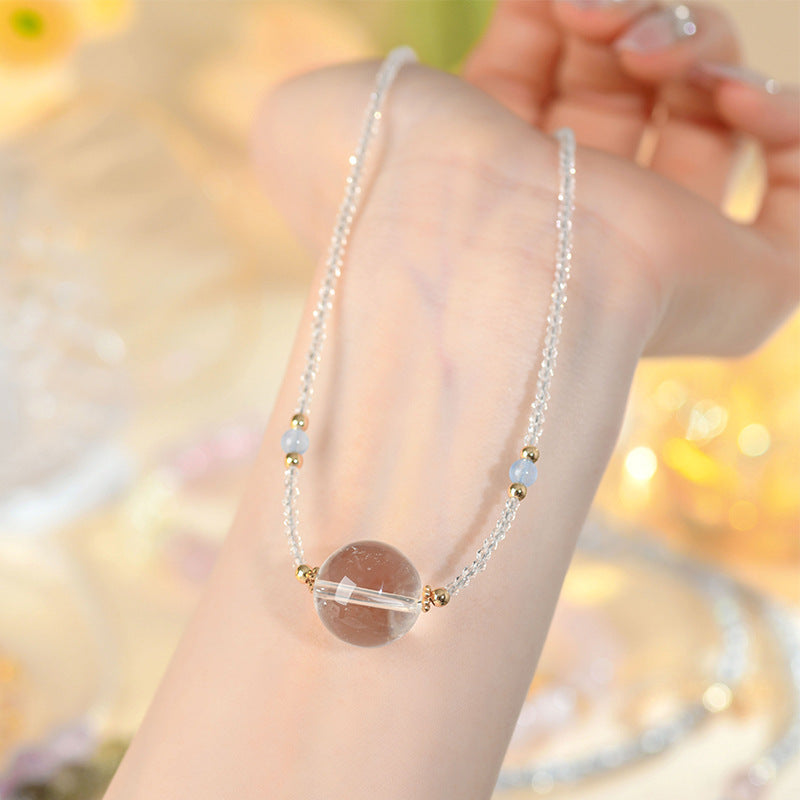 Natural White Crystal Adjustable Collarbone Necklace | Spiritual Protection & Elegant Fashion