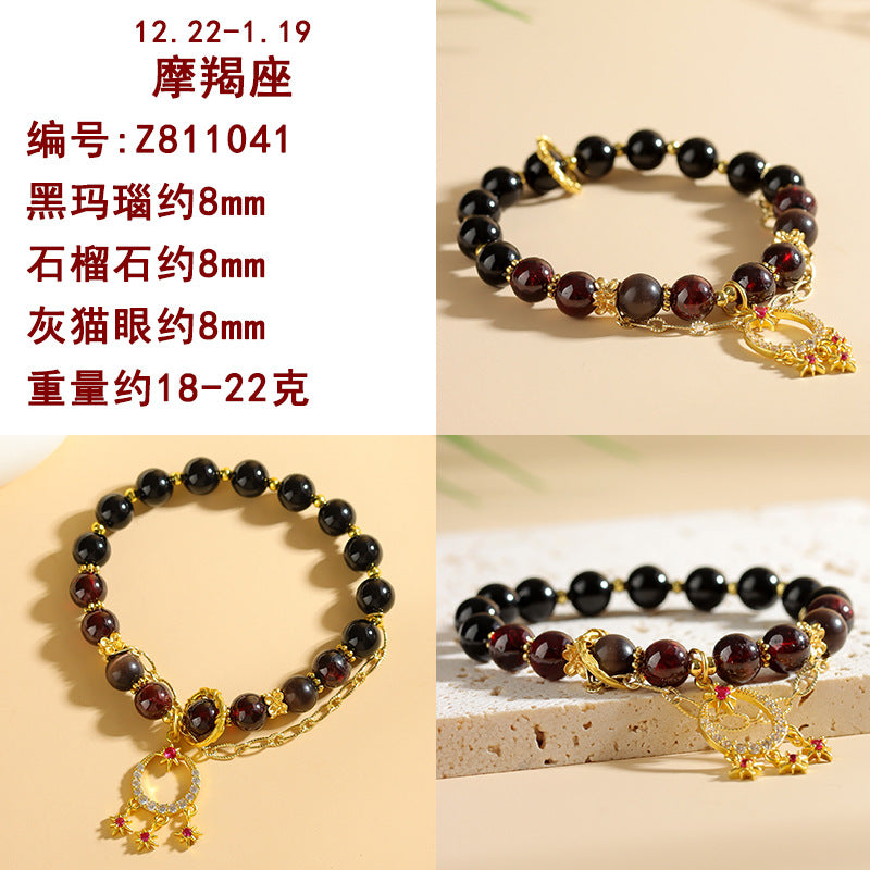 Natural Crystal Zodiac Bracelet - Mystical Astrological Jewelry for Women's Empowerment