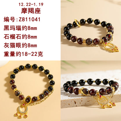 Natural Crystal Zodiac Bracelet - Mystical Astrological Jewelry for Women's Empowerment