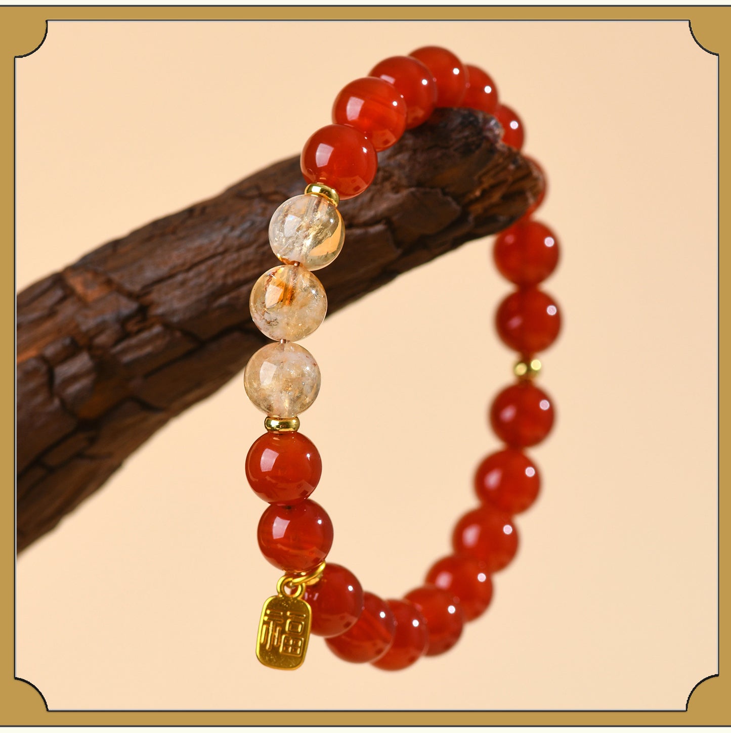 Red Agate and Yellow Pagoda Crystal Fortune Bracelet | Wealth and Protection Amulet