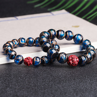 Tiger Year Incense Ash Glazed Bead Bracelet - Mystical Protection and Fortune Talisman