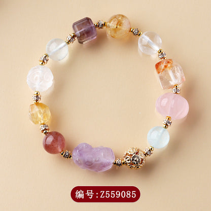 Lavender Amethyst Pixiu Crystal Bracelet | Wealth Attraction & Spiritual Protection