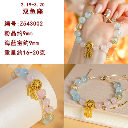 Natural Crystal Zodiac Bracelet - Mystical Energy & Fortune Enhancer for Women