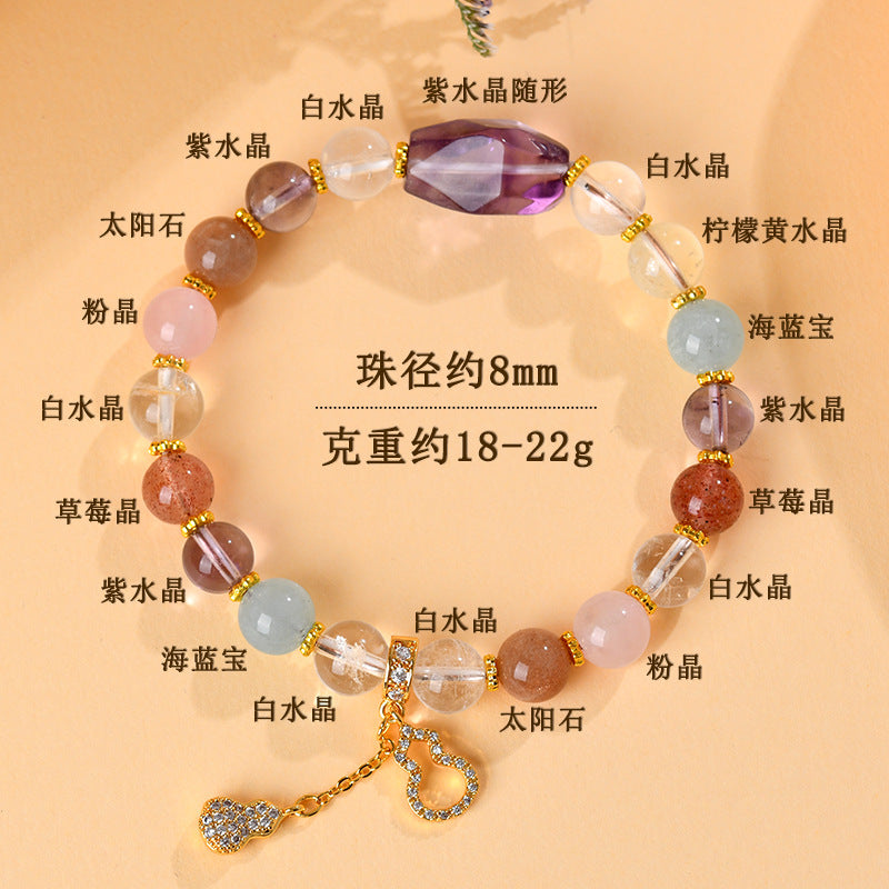 Natural Crystal Multi-Gem Amethyst Freeform Bracelet | Spiritual Energy & Fashion