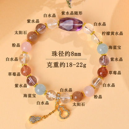 Natural Crystal Multi-Gem Amethyst Freeform Bracelet | Spiritual Energy & Fashion
