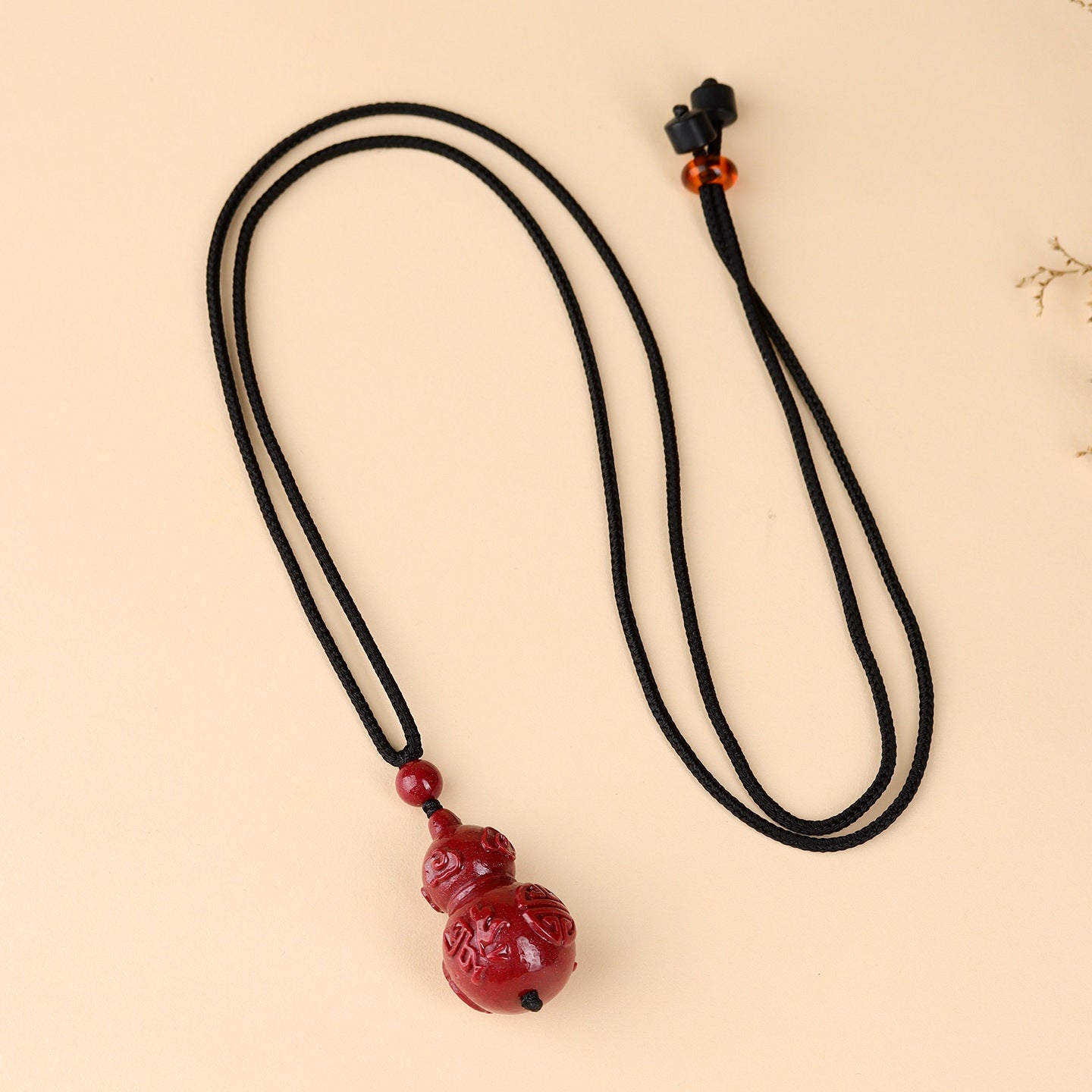 Natural Purple Gold Cinnabar Gourd Pendant Necklace - Feng Shui Lucky Charm for Wealth and Protection