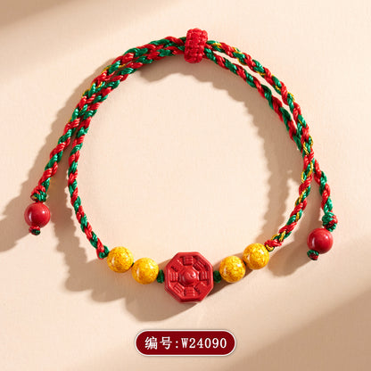 Natural Imperial Red Cinnabar Tai Chi Bagua Bracelet - Spiritual Protection and Balance for Men and Women