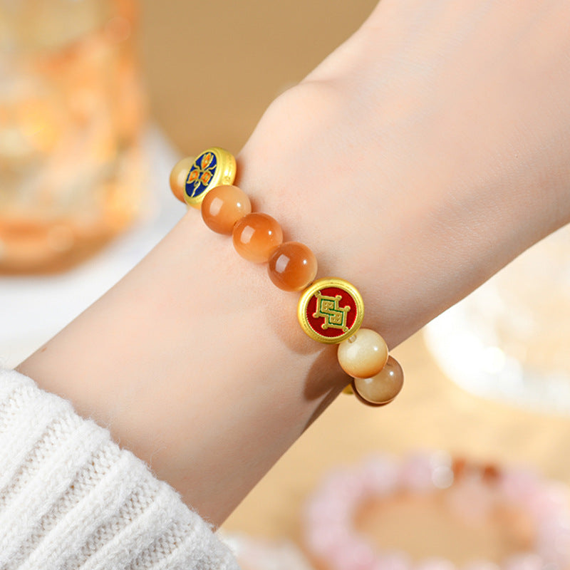 Bodhi Root Five Directions God of Wealth Bracelet | Chinese Style Spiritual Jewelry