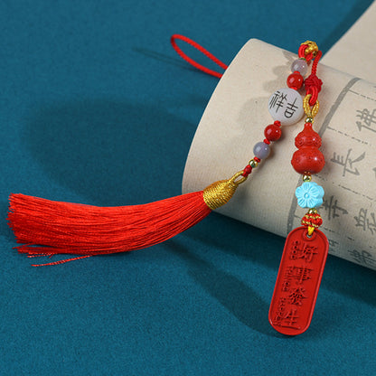 Natural High-Content Cinnabar Good Things Happen Car Pendant - Auspicious Talisman for Protection and Luck