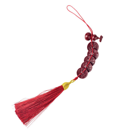 Natural Purple Gold Cinnabar Five Emperors Coin Gourd Amulet for Protection and Wealth