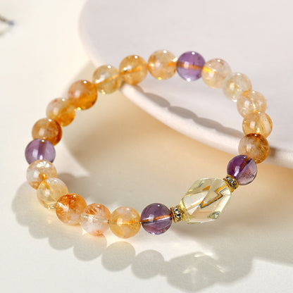 Natural Yellow Pagoda Crystal Bracelet | Wealth & Protection Talisman for Women