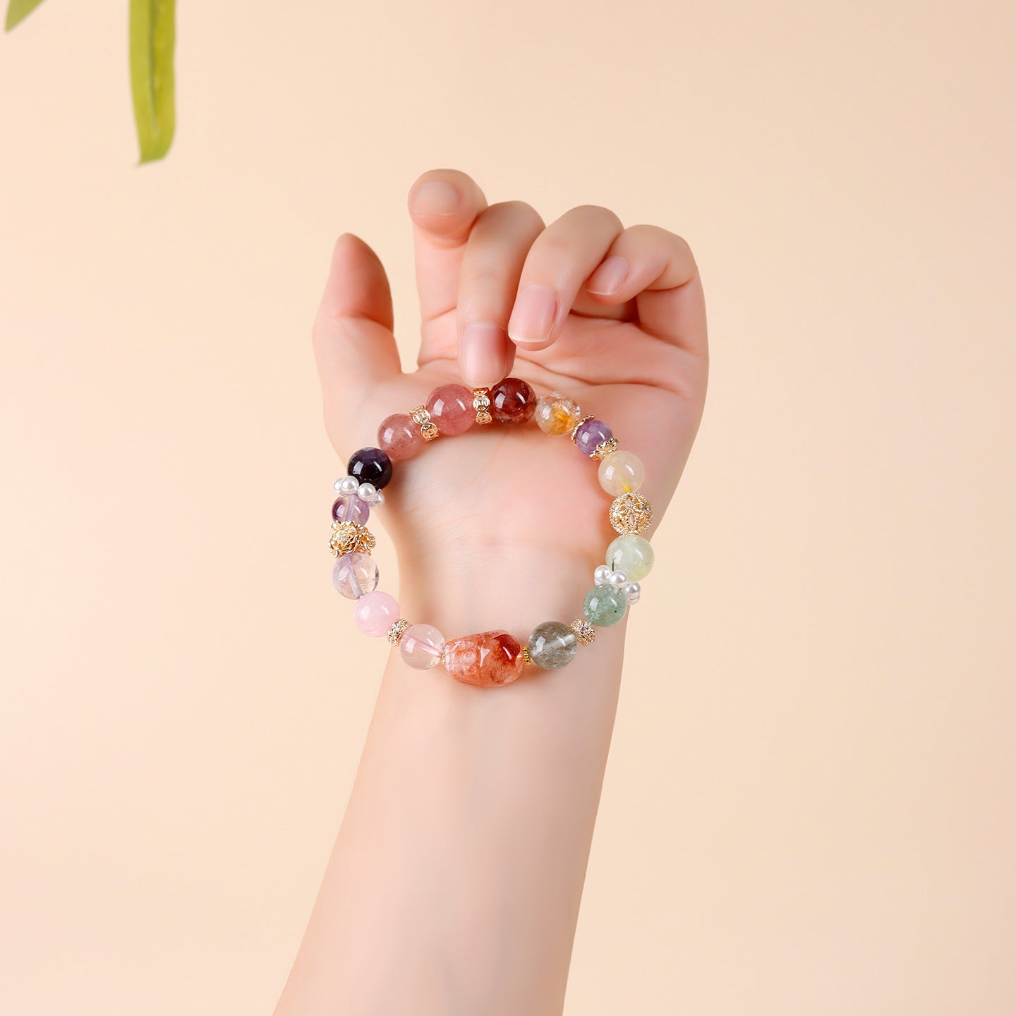 Natural Red Gum Flower Pixiu Crystal Multi-Gem Bracelet - Wealth & Protection Charm for Women