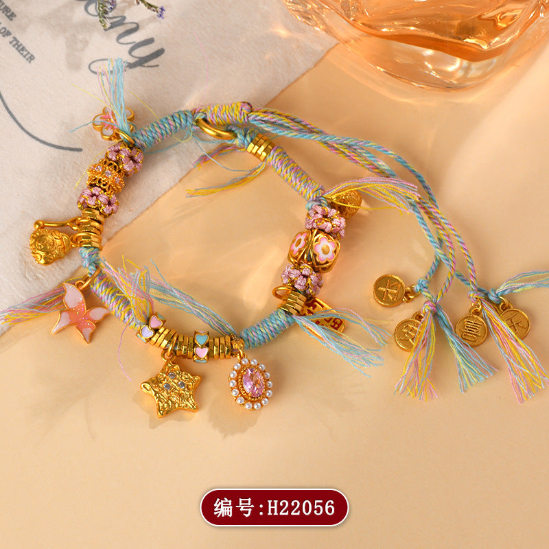 Golden Sand Peace Joy Tibetan Woven Bracelet | Spiritual Protection & Harmony Amulet