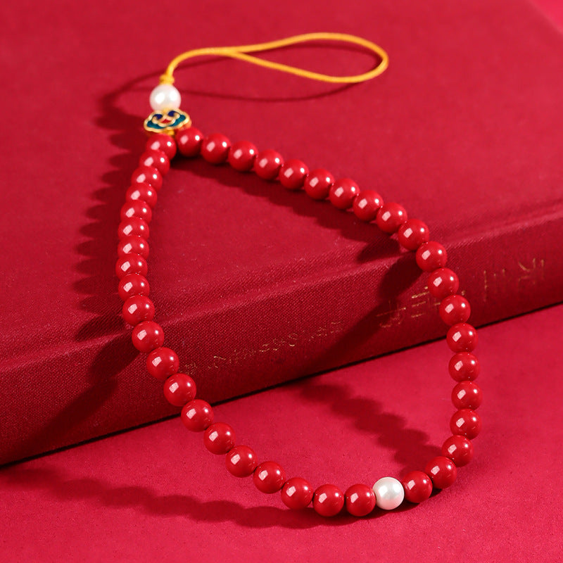 Imperial Red Cinnabar Zodiac Phone Charm - Natural Protection & Luck Enhancer