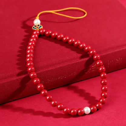 Imperial Red Cinnabar Zodiac Phone Charm - Natural Protection & Luck Enhancer