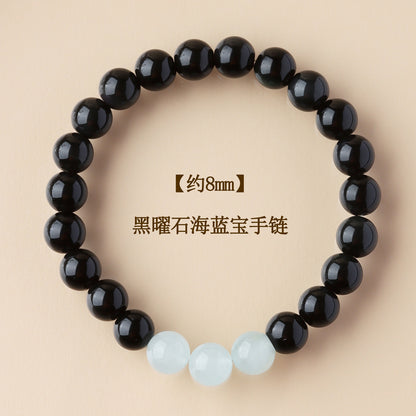 Natural Obsidian Crystal Bracelet with Golden Rutilated Quartz & Gemstones | Spiritual Protection & Wealth Attraction